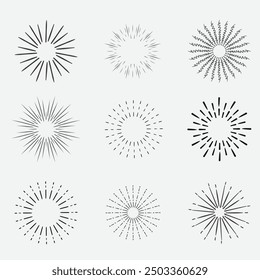 Sunburst set. Sunburst icon collection vector.Retro sunburst design.Big collection sunburst best quality. Burs.Sunrise rays light burst line shine sunshine sunbeam vintage border symbol