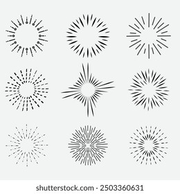 Sunburst set. Sunburst icon collection vector.Retro sunburst design.Big collection sunburst best quality. Burs.Sunrise rays light burst line shine sunshine sunbeam vintage border symbol
