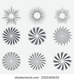Sunburst set. Sunburst icon collection vector.Retro sunburst design.Big collection sunburst best quality. Burs.Sunrise rays light burst line shine sunshine sunbeam vintage border symbol