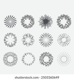Sunburst set. Sunburst icon collection vector.Retro sunburst design.Big collection sunburst best quality. Burs.Sunrise rays light burst line shine sunshine sunbeam vintage border symbol