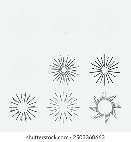 Sunburst set. Sunburst icon collection vector.Retro sunburst design.Big collection sunburst best quality. Burs.Sunrise rays light burst line shine sunshine sunbeam vintage border symbol