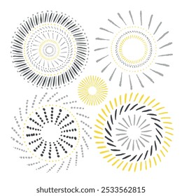 Sunburst set. Sunburst icon collection vector.Retro sunburst design.Big collection sunburst best quality. Burs.Sunrise rays light burst line shine sunshine sunbeam vintage border symbol
