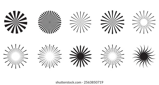 Sunburst set. Sunburst icon collection vector.Retro sunburst design.Big collection sunburst best quality. Burs.Sunrise rays light burst line shine sunshine sunbeam vintage border symbol.