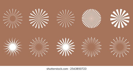 Sunburst set. Sunburst icon collection vector.Retro sunburst design.Big collection sunburst best quality. Burs.Sunrise rays light burst line shine sunshine sunbeam vintage border symbol.