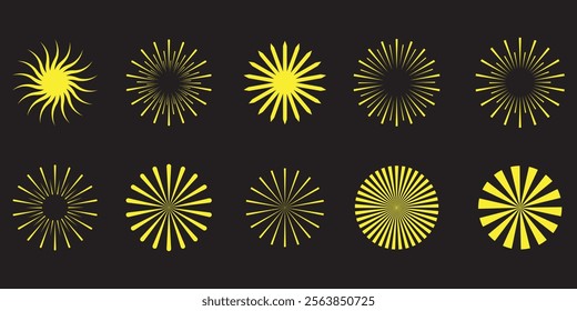 Sunburst set. Sunburst icon collection vector.Retro sunburst design.Big collection sunburst best quality. Burs.Sunrise rays light burst line shine sunshine sunbeam vintage border symbol.