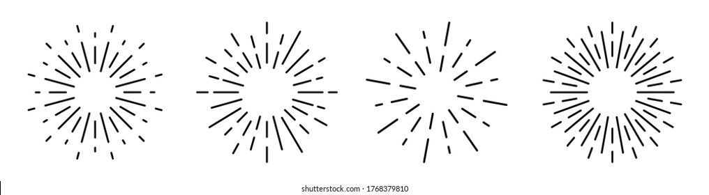 Sunburst set isolated on white background. Sunburst black color. Flat style - stock vector.