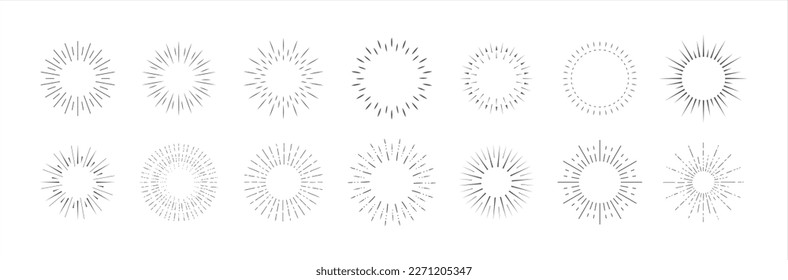 Sunburst set isolated on white background.Vector Sunburst black color set 10 eps.