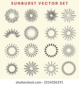 Sunburst set. Linear sunbursts set.