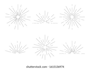 Sunburst set. Starburst collection. Explosion light icon. Isolated on white background. Vector illustration.