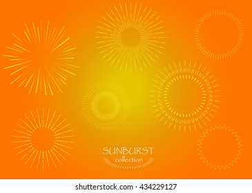 Sunburst set vector. Starburst collection. Design retro elements.