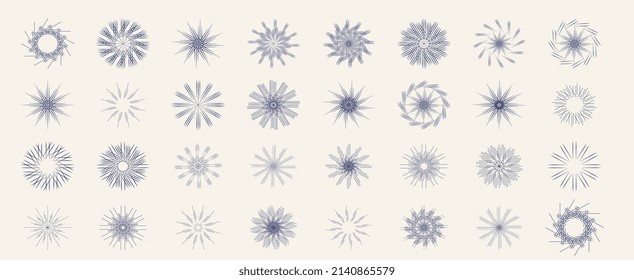 Sunburst set. Web banner. Vector Illustration.