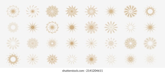 Sunburst set. Web banner. Vector Illustration.