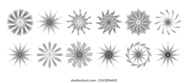 Sunburst set. Web banner. Vector Illustration.