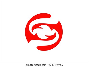 A sunburst solar flare with waves of energy forming letter S around it. The design is round which means it will optimally fit any branding space. Flat single color design is modern and strong and conv