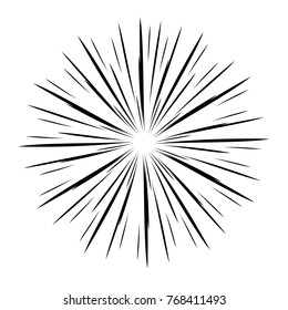Sunburst. Solar glow, star glow. Vintage radial rays. Isolated on white background.