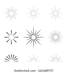 Sunburst and star burst vector icons set isolated on a white background.