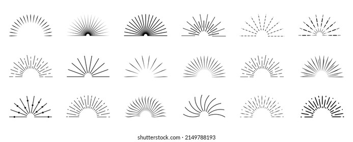 Sunburst Or Starburst Element Set - Different Vector Illustrations Isolated On White Background