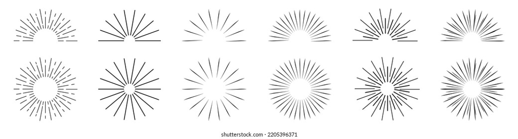 Conjunto De Elementos De Salto De Sol O De Arranque De Inicio - Ilustraciones De Vectores Diferentes Aisladas En Fondo Blanco