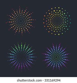 Sunburst, star-burst, fireworks vector color shapes for your design.