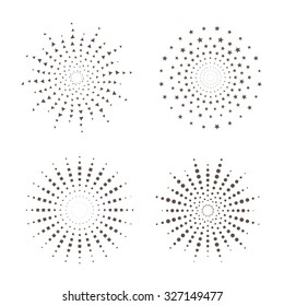 Sunburst, starburst, fireworks vector shapes for your design.