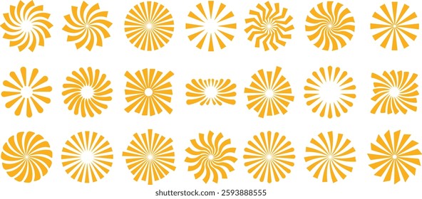 Sunburst, Starburst icon in flat set. vector for apps or web Retro wavy edge circle stickers, price promo tags, Empty vintage star burst callouts or sunburst Isolated on transparent background