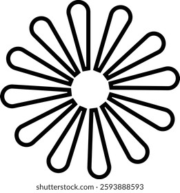 Sunburst, Starburst icon in line. vector for apps or web Retro wavy edge circle stickers, price promo tags, Empty vintage star burst callouts or sunburst Isolated on transparent background