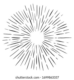 Sunburst, starburst, sunshine vintage vector illustration in hipster style. Star burst with ray. Design element for logo, signs dynamic style abstract explosion, speed motion lines from the middle.