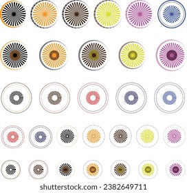 Sunburst stroke vector collection sets.