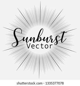 Sunburst style isolated on white background, Bursting rays vector illustration.