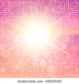 Sunburst with sun flare. Colorful sunset or sunrise. Vector illustration