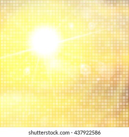 Sunburst with sun flare. Colorful sunset or sunrise. Vector illustration