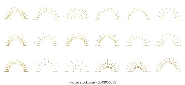 Sunburst sun ray. Vector burst sunshine logo. Sunrise round emblem.