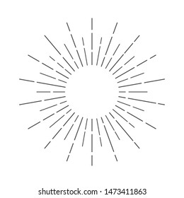 Sunburst Sun Ray Vector, Hipster Black Sunburst Shine Design, Vintage Black Radial Art, Retro Hand Drawn Illustration