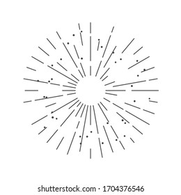 Sunburst Sun Ray Vector, Hipster Black Sunburst Shine Design, Vintage Black Radial Art, Retro Hand Drawn Illustration