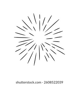 Sunburst Sun Ray Vector, Hipster Black Sunburst Shine Design, Vintage Black Radial Art, Retro Hand Drawn Illustration