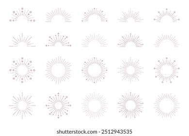 Sunburst ilustração de vetor de raios solares definir desenho de quadro de acento variação