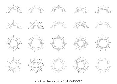 Conjunto de Ilustración vectorial de rayos solares Sunburst variación de acento diseño de marco