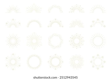 Conjunto de Ilustración vectorial de rayos solares Sunburst variación de acento diseño de marco