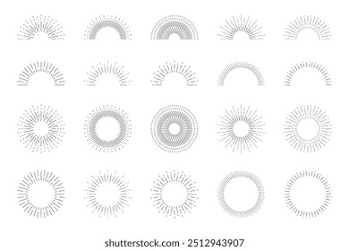 Conjunto de Ilustración vectorial de rayos solares Sunburst variación de acento diseño de marco