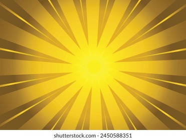 Sunburst sun ray in yellow gradient color. Glowing shiny color.