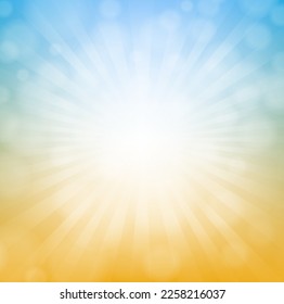 Sunburst Sun And Sky Poster With Gradient Mesh, Vector Illustration