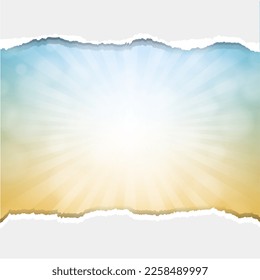 Sunburst Sun And Sky Poster With Gradient Mesh, Vector Illustration
