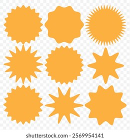 Sunburst, sunbeams inscribed in triangle, square, star, oval and rhombus shape for your design. eps 10.