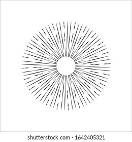 Sunburst, or sunlight line art vector element