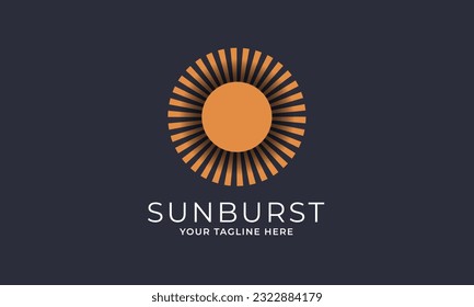 Sunburst sunlight  logo vector design. Orange circle with stripes line pattern