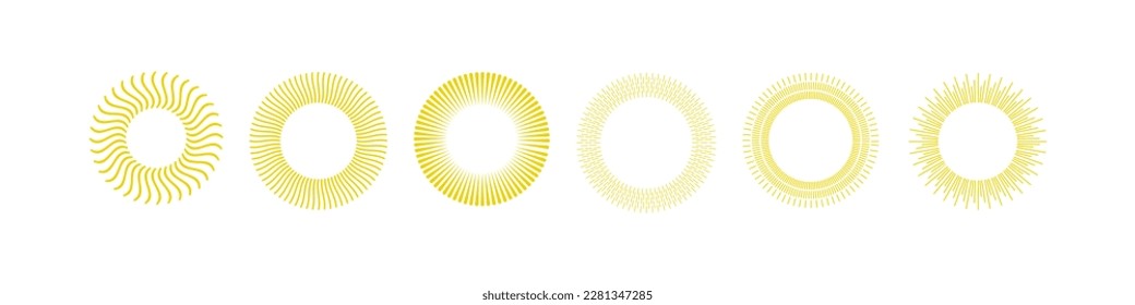 Sunburst. Sunrise.  Rays.  Light burst line shine sunshine. Sunbeam. Vector. 