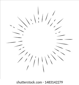 Sunburst. Sunshine rays in vintage style. Light rays, radial sunbeam decoration. Vector