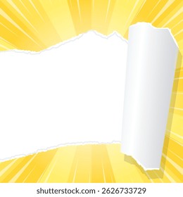 Sunburst and Torn Paper Background, concentration Line Effect, Frame, Square Size