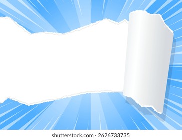 Sunburst and Torn Paper Background, concentration Line Effect, Frame