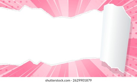 Sunburst and Torn Paper Background, concentration Line Effect, Dot Pattern, Frame